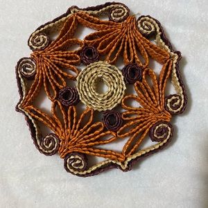 Trivet Wicker Rattan Vintage Retro Hot Plate Boho Straw Woven Round Kitchen Déco